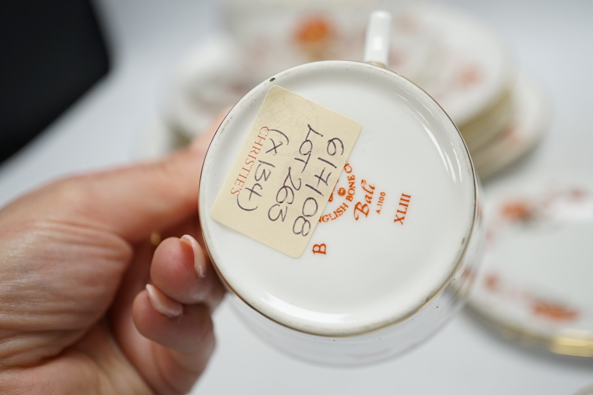 A Royal Crown Derby ‘Bali’ pattern part dinner and coffee service for six setting